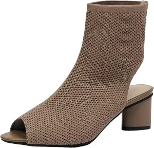 Women's Knit Toe Chunky Heel Ankle Boots Open Pointed Toe Slingback Heeled Sandals Summer High Heels for Little Girl