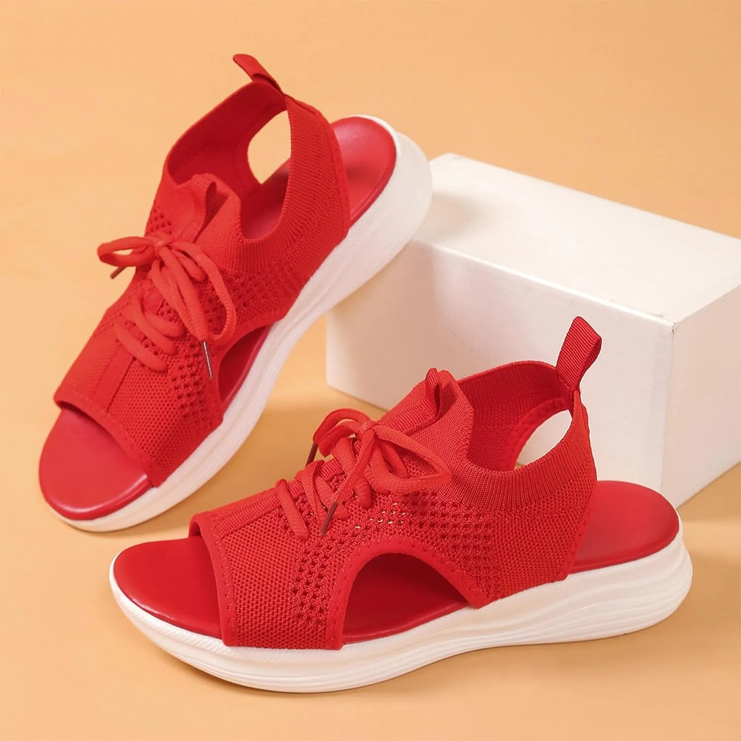 Womens Knit Walking Sandals Breathable Summer Orthopedic Shoes Open Toe Sports Sandal Beach Vacation Casual Camping