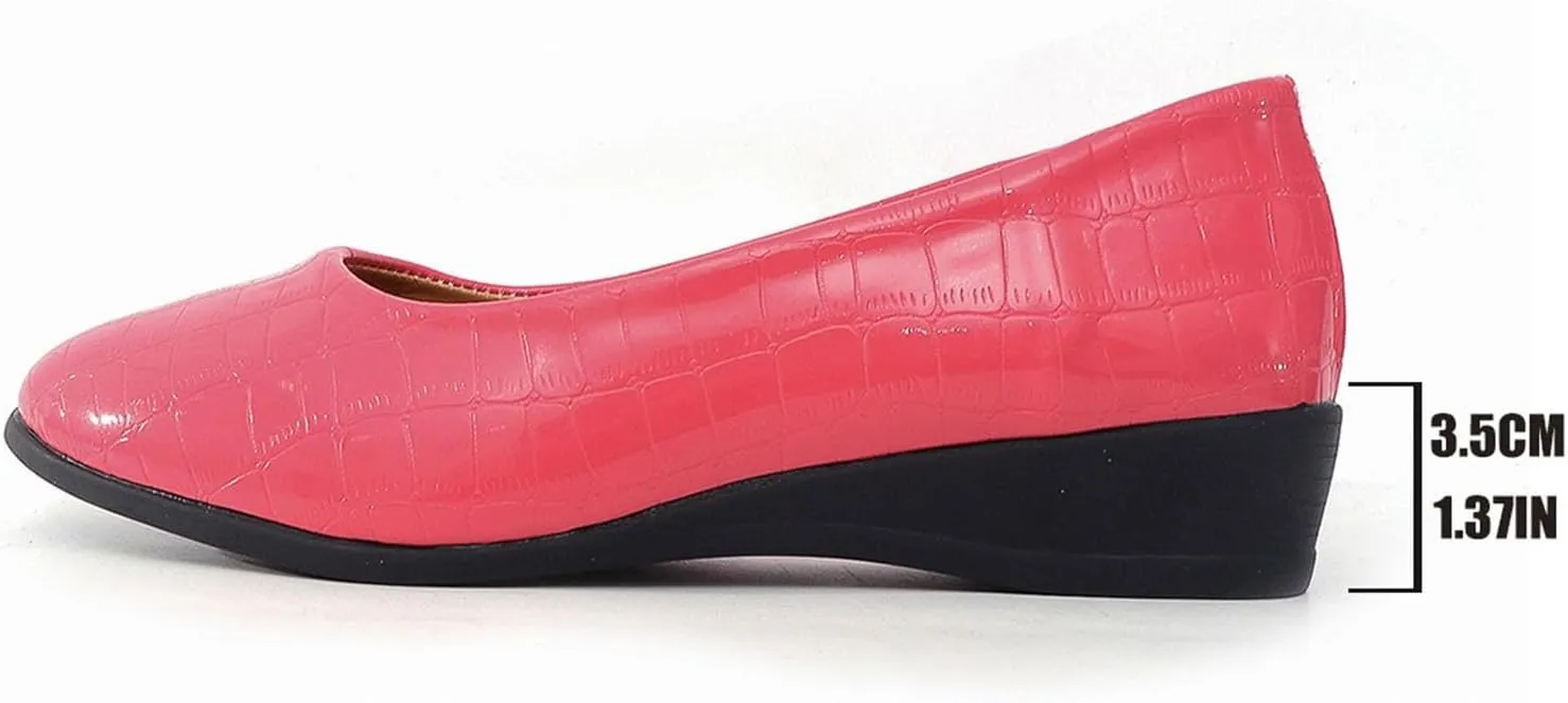 Women's Leather Classic Wedge Moccasins Platform Wedge Walking Shoes Casual Comfortable Slip On Closed Toe Shoes