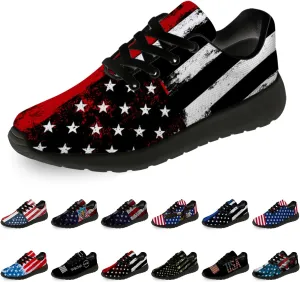 Womens Mens Thin Red Line Shoes Running Shoes Walking Tennis Sneakers Honoring Firefighter Flag Shoes Gifts for Boy Girl,Size 13 Men/15.5 Women Black, 01redblack, 15.5 Women/13 Men