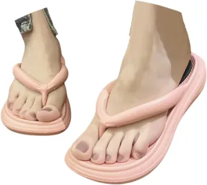 Womens Pillow Flip Flops with Arch Support Beach Walking Slides Block Heel Wedged Slippers Summer Dress Sandals