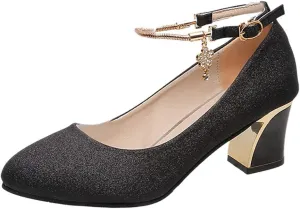 Women's Pumps Dress Shoes Heels Heels Toe Wedding Women's Solid High Chunky Fashion Shoes Work Round high
