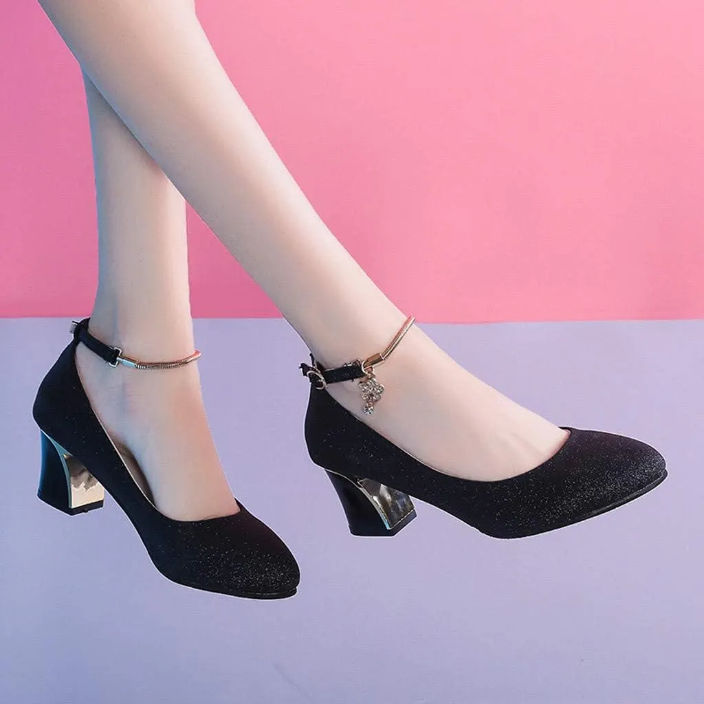 Women's Pumps Dress Shoes Heels Heels Toe Wedding Women's Solid High Chunky Fashion Shoes Work Round high