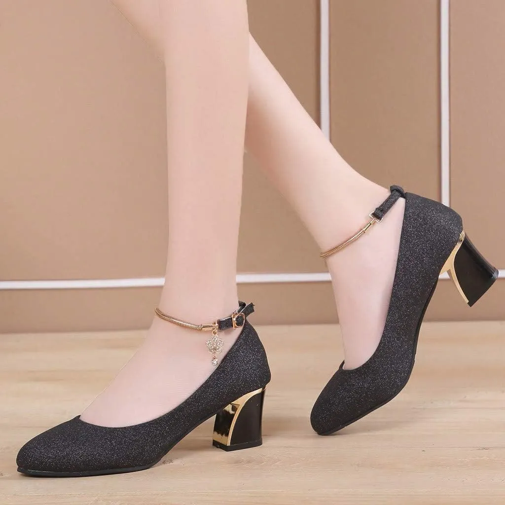 Women's Pumps Dress Shoes Heels Heels Toe Wedding Women's Solid High Chunky Fashion Shoes Work Round high