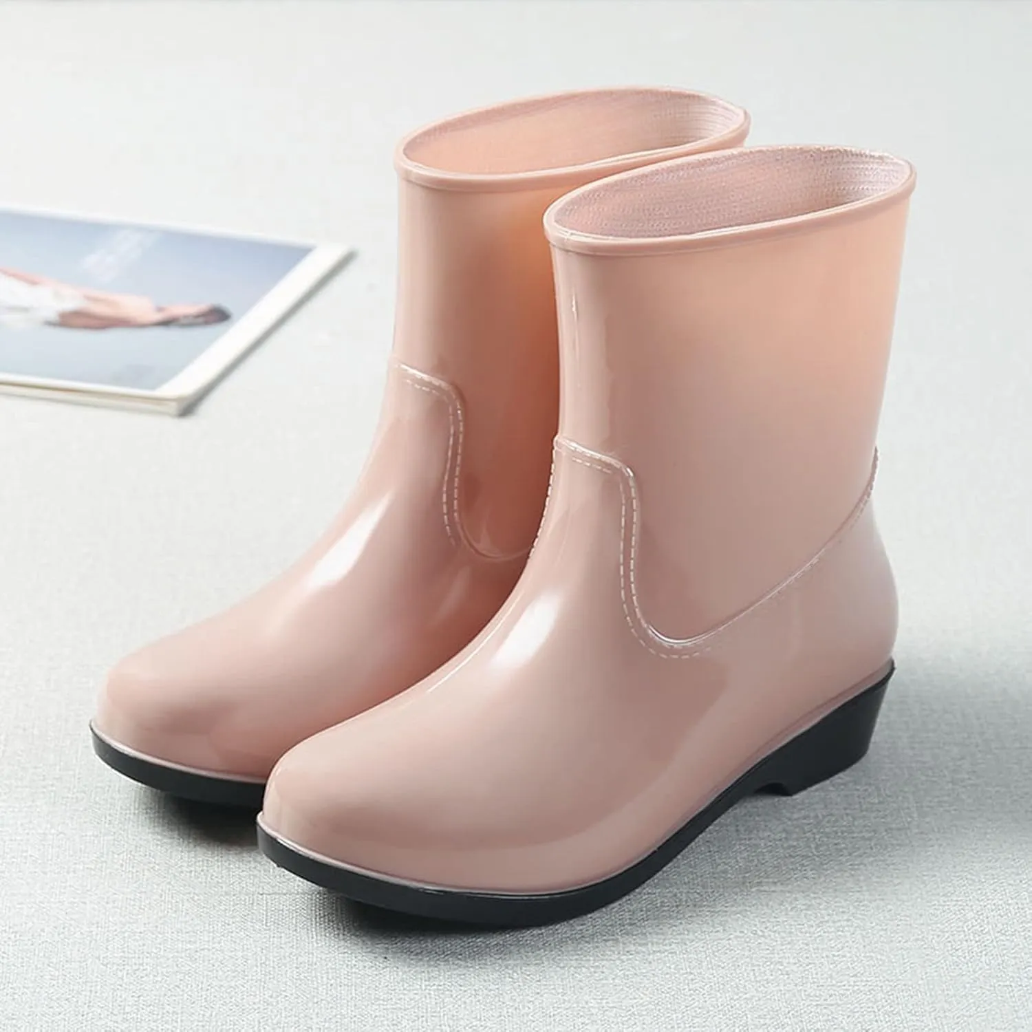 Womens Rain Boots Tall Waterproof Mens Grounded Footwear Booties To Wear with Dresses Work Barefoot Shoes Packable Tall Rain Boots for Women Waterproof Chelsea Boots