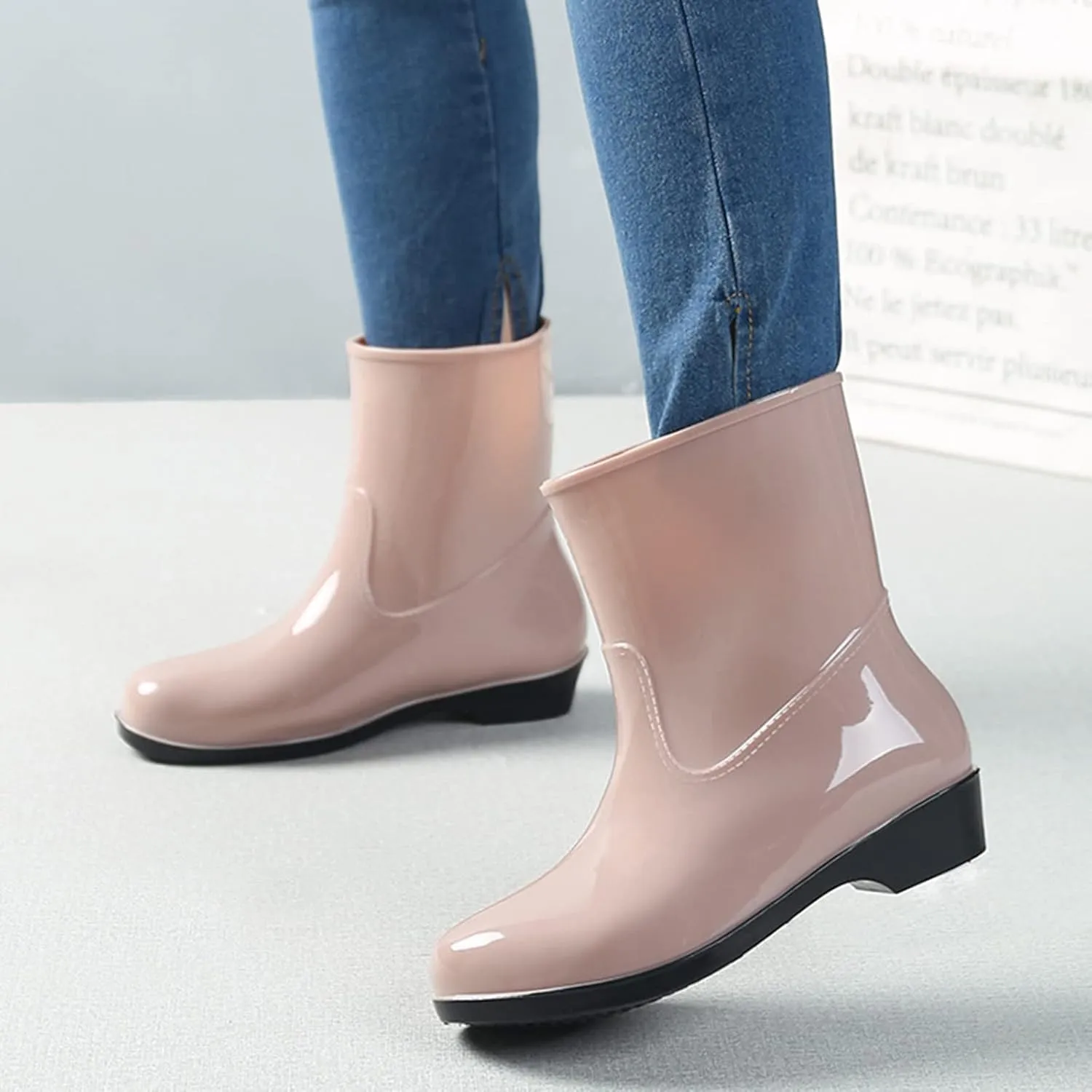 Womens Rain Boots Tall Waterproof Mens Grounded Footwear Booties To Wear with Dresses Work Barefoot Shoes Packable Tall Rain Boots for Women Waterproof Chelsea Boots