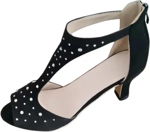 Women's Rhinestone High Heeled Sandals Orthopedic Heels Dress Sexy Open Toe Womens Summer Back Zipper Fish Mouth Casual Suede Leather Comfortable Strappy Mules Sandal Orthotic Beach Boho Outdoor Shoes