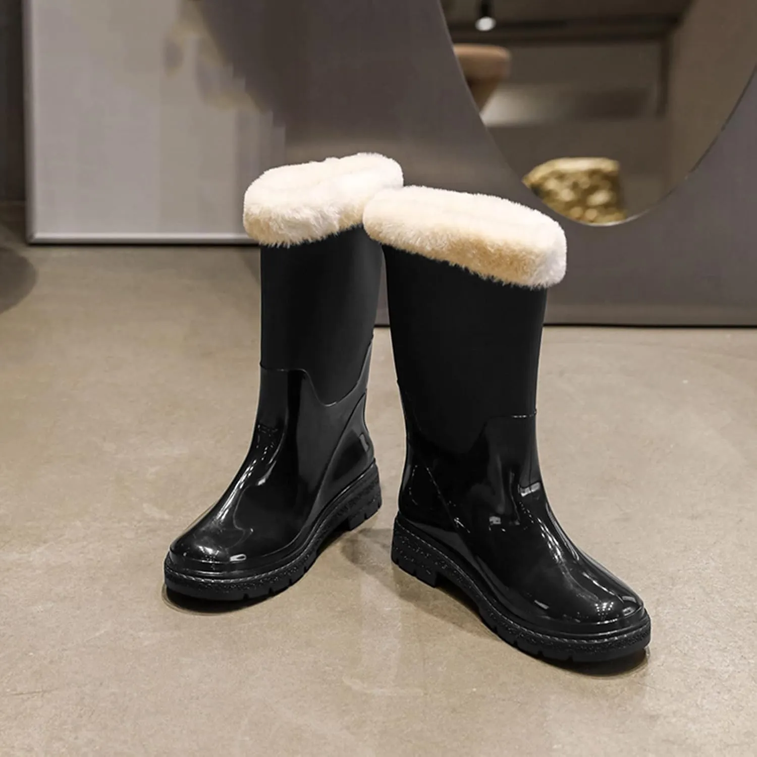 Womens Rubber Boots Womens Rain Boots Lightweight Slip on for Boating Fishing Gardening Farming Rain Shoes