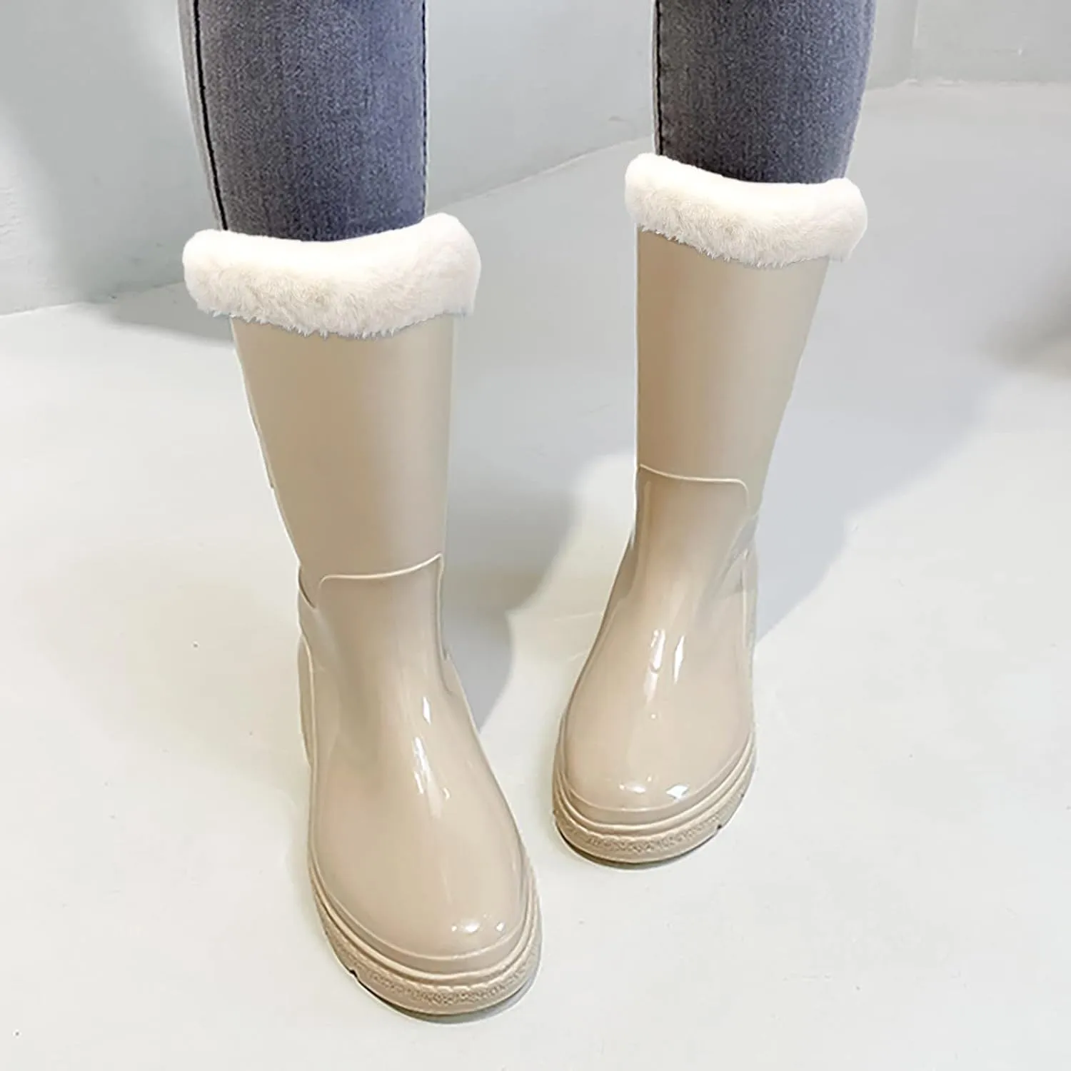 Womens Rubber Boots Womens Rain Boots Lightweight Slip on for Boating Fishing Gardening Farming Rain Shoes