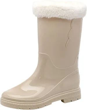 Womens Rubber Boots Womens Rain Boots Lightweight Slip on for Boating Fishing Gardening Farming Rain Shoes
