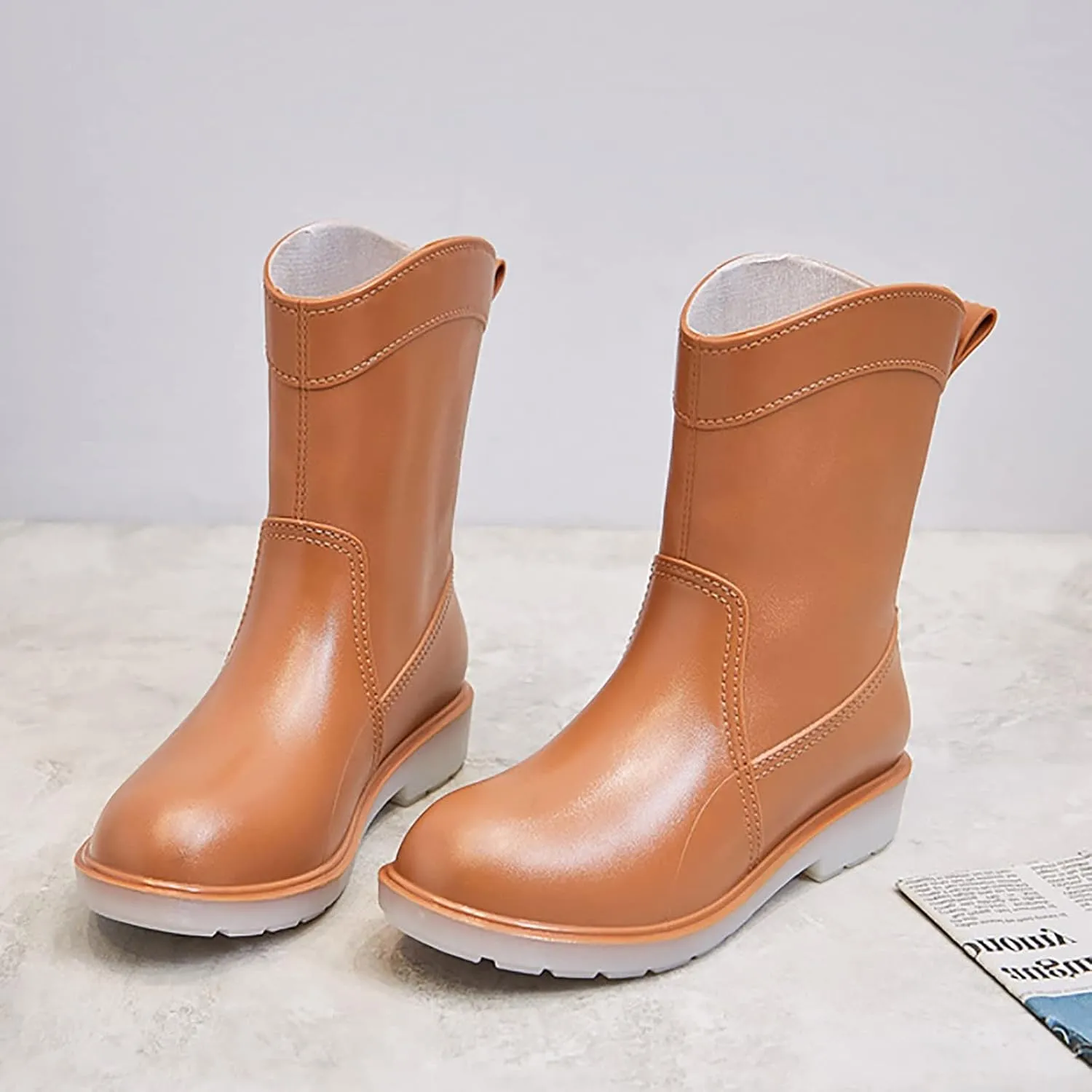 Womens Rubber Boots Womens Rain Boots Out Work Anti-Slip for Boating Fishing Gardening Farming Rain Shoes