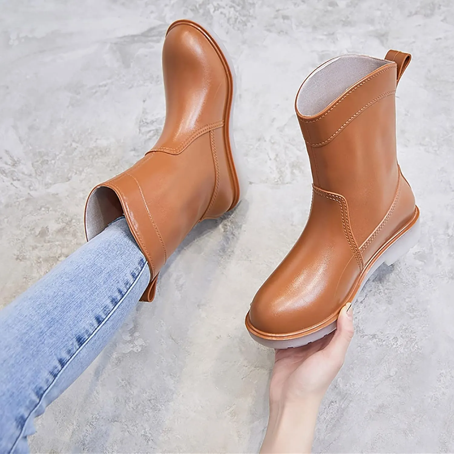 Womens Rubber Boots Womens Rain Boots Out Work Anti-Slip for Boating Fishing Gardening Farming Rain Shoes