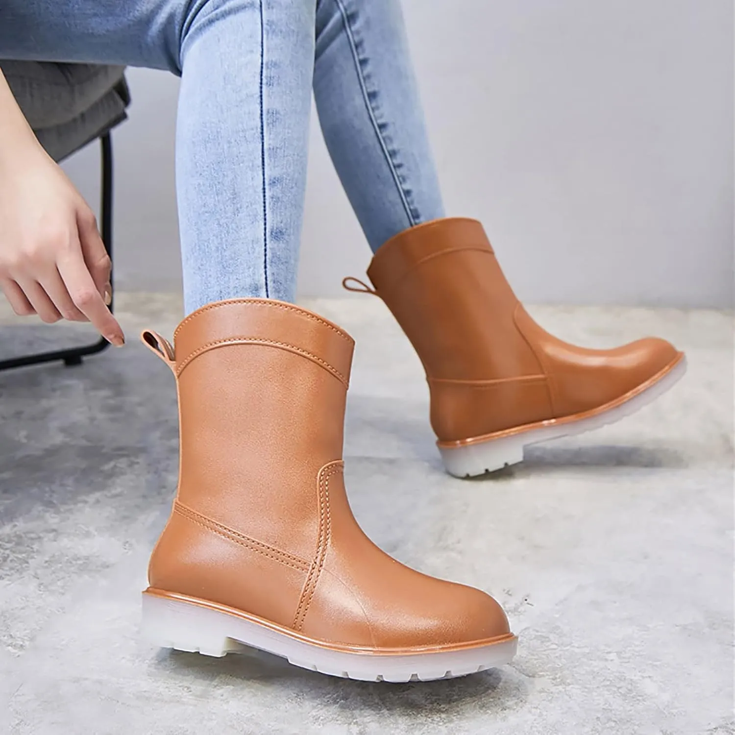 Womens Rubber Boots Womens Rain Boots Out Work Anti-Slip for Boating Fishing Gardening Farming Rain Shoes
