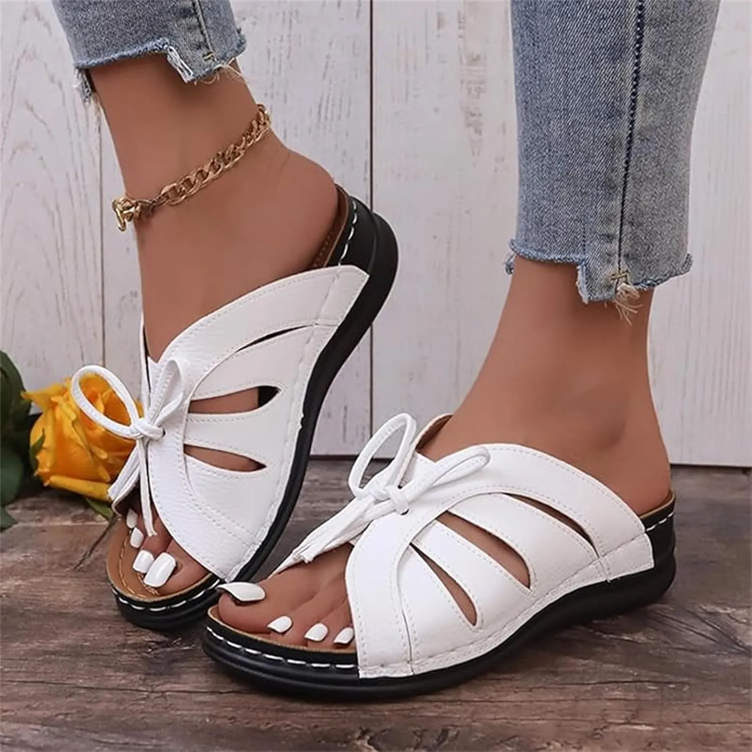 Women's Sandals Comfortable Cute Orthotic Flips Flops Arch Support for Flat feet Walking Beach Orthopedic Slippers Slides