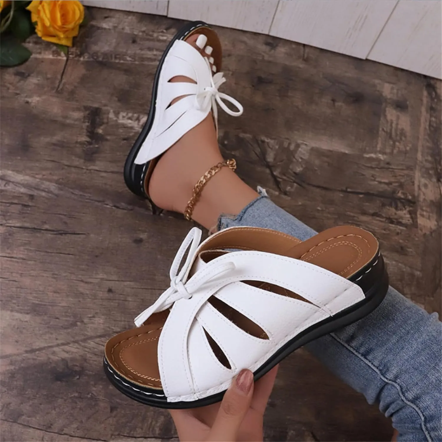 Women's Sandals Comfortable Cute Orthotic Flips Flops Arch Support for Flat feet Walking Beach Orthopedic Slippers Slides