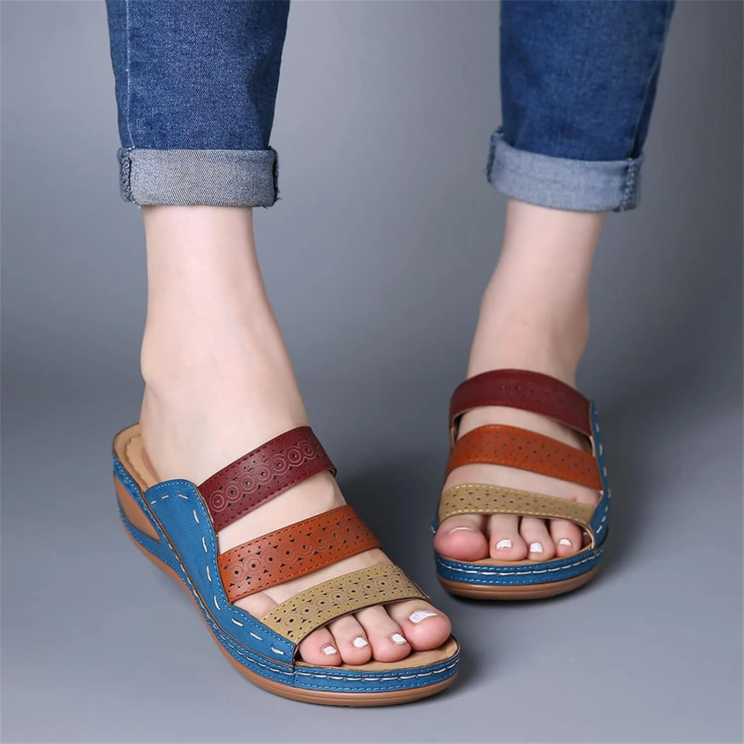 Womens Sandals Comfortable Support Orthotic Flips Flops Flat feet Orthopedic Slippers Slides Plantar Fasciitis Walking Shoes