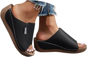 Womens Sandals Orthopedic Dressy Summer Platform Comfy Flip Wedge Sandals with Arch Support Walking Slip On Slides