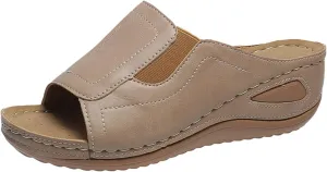 Women's Sandals Orthopedic Sandals for Women Casual Summer Shoes for Women Open Toe Wedge Faux Leather Sandals Non Slip Slippers