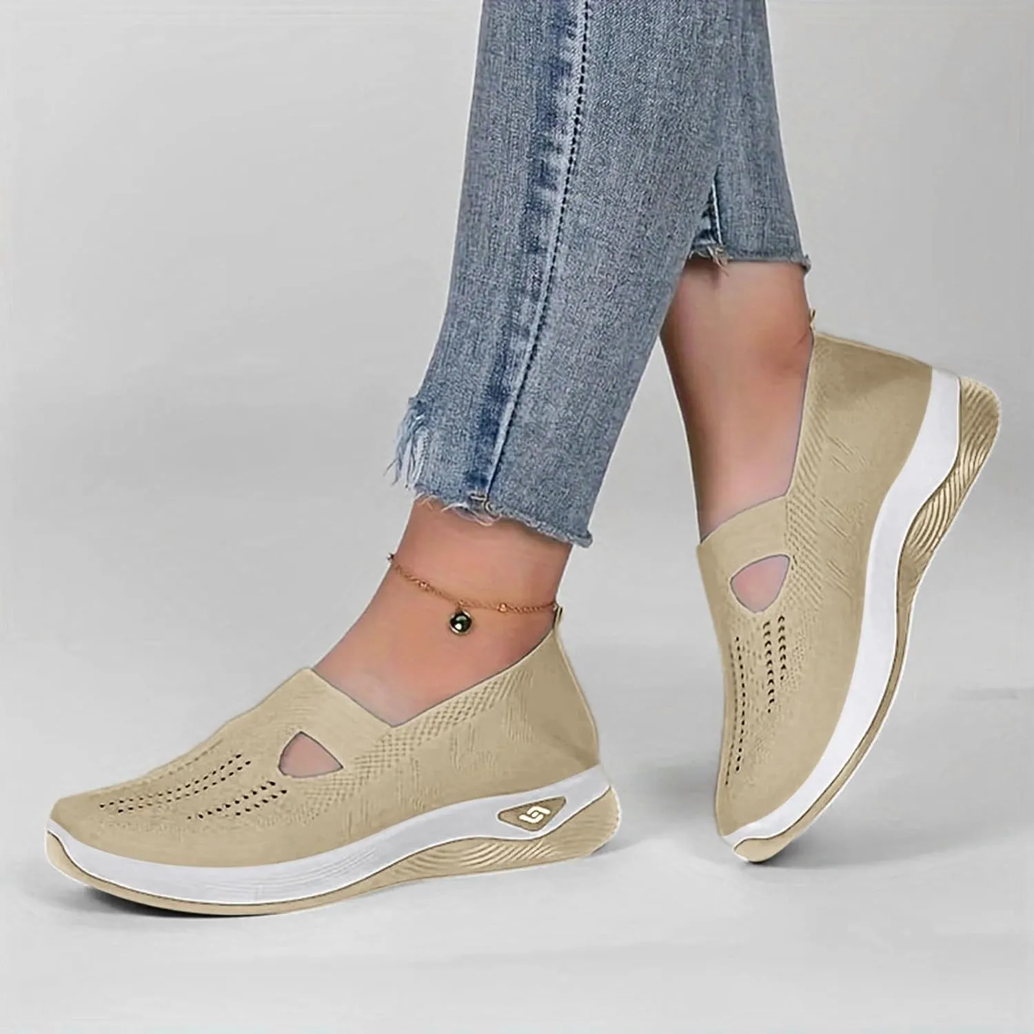 Women's Sandals Soft Arch Support Sandals Woven Orthopedic Breathable Sandals Outdoor Anti-Skid Sports Shoes