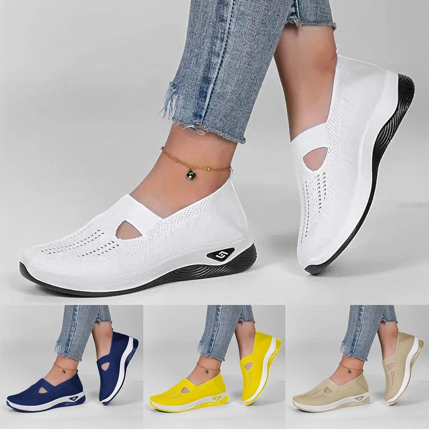 Women's Sandals Soft Arch Support Sandals Woven Orthopedic Breathable Sandals Outdoor Anti-Skid Sports Shoes