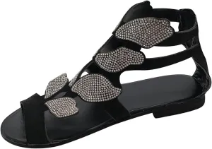 Women's Sandals Summer Crystal Women's Rhinestone Heel Fashion Ladies Casual Toe Low Open Shoes Sandals