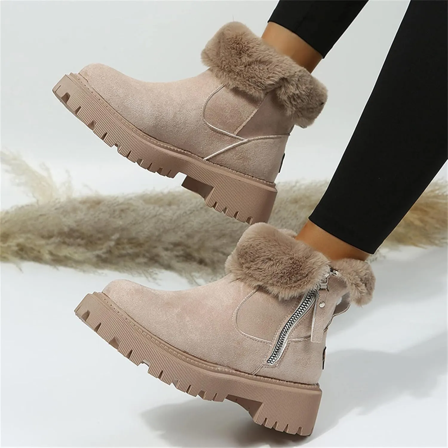 Women's Snow Boots Wide Calf Women Snow Boots Size 8 Boots Women Winter Waterproof Walking Boots Women Comfort Waterproof Womens Winter Boots Waterproof 9.5