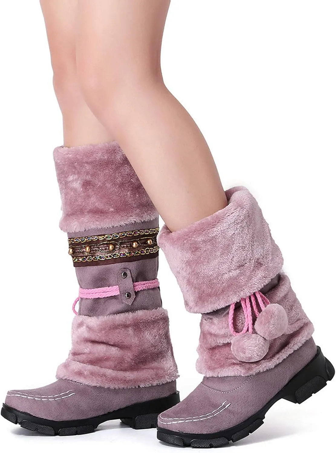 Women's Snow Boots Wide Calf Women Snow Boots Size 8 Boots Women Winter Waterproof Walking Boots Women Comfort Waterproof Womens Winter Boots Waterproof 9.5