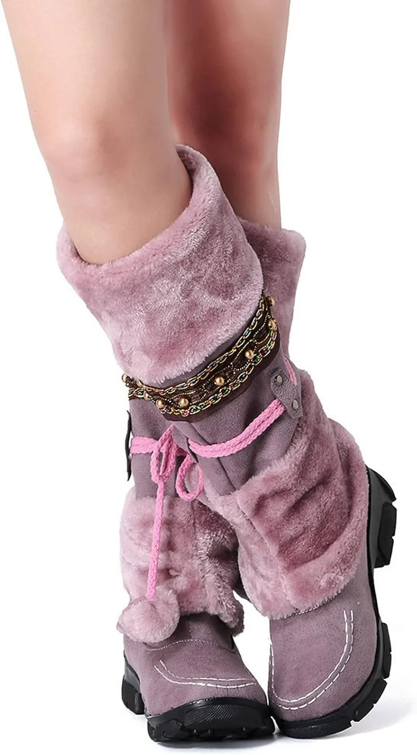 Women's Snow Boots Wide Calf Women Snow Boots Size 8 Boots Women Winter Waterproof Walking Boots Women Comfort Waterproof Womens Winter Boots Waterproof 9.5