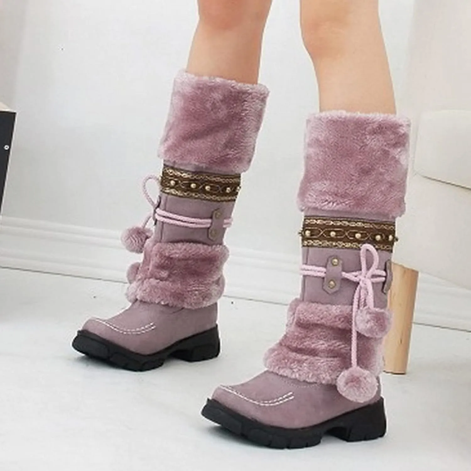 Women's Snow Boots Wide Calf Women Snow Boots Size 8 Boots Women Winter Waterproof Walking Boots Women Comfort Waterproof Womens Winter Boots Waterproof 9.5