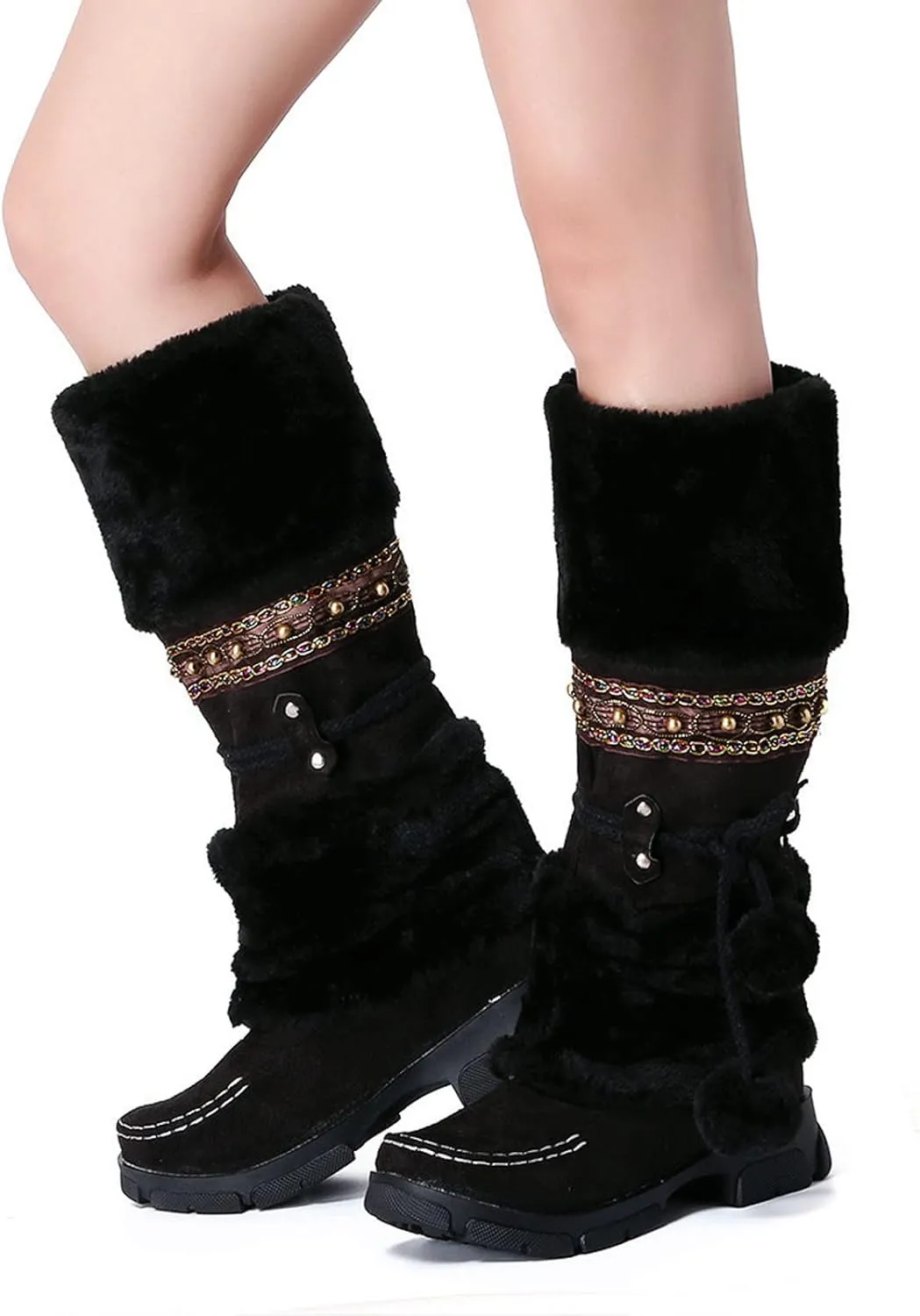 Women's Snow Boots Wide Calf Women Snow Boots Size 8 Boots Women Winter Waterproof Walking Boots Women Comfort Waterproof Womens Winter Boots Waterproof 9.5