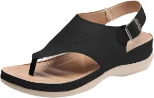 Womens Summer Sandals Arch Support Sandals Orthopedic Comfortable Non Slip Sandal Casual to Dressy T-Strap Thong Walking Flat Sandal