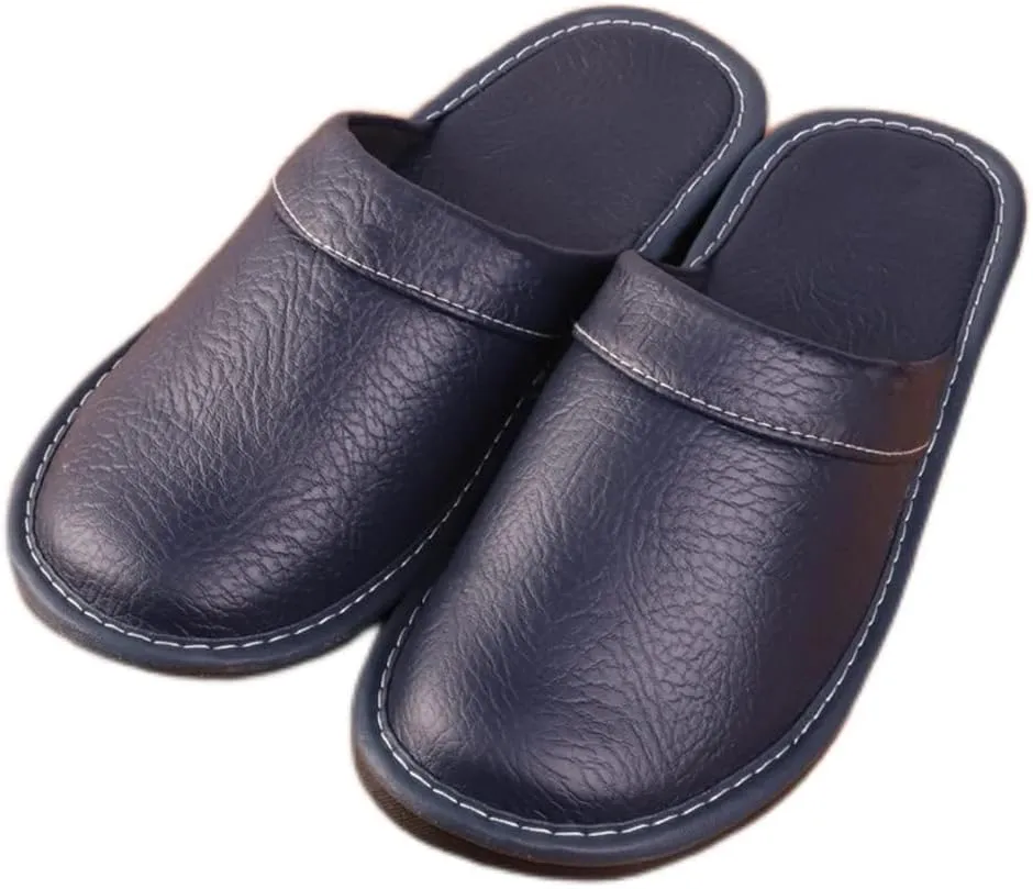 XUEMML Leather Slippers Women Indoor Outdoor??leather Sandals Closed Toes??Couple's Home Indoor Breathable Non-slip Slippers Women