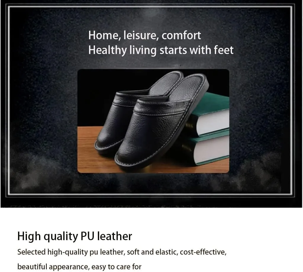 XUEMML Leather Slippers Women Indoor Outdoor??leather Sandals Closed Toes??Couple's Home Indoor Breathable Non-slip Slippers Women