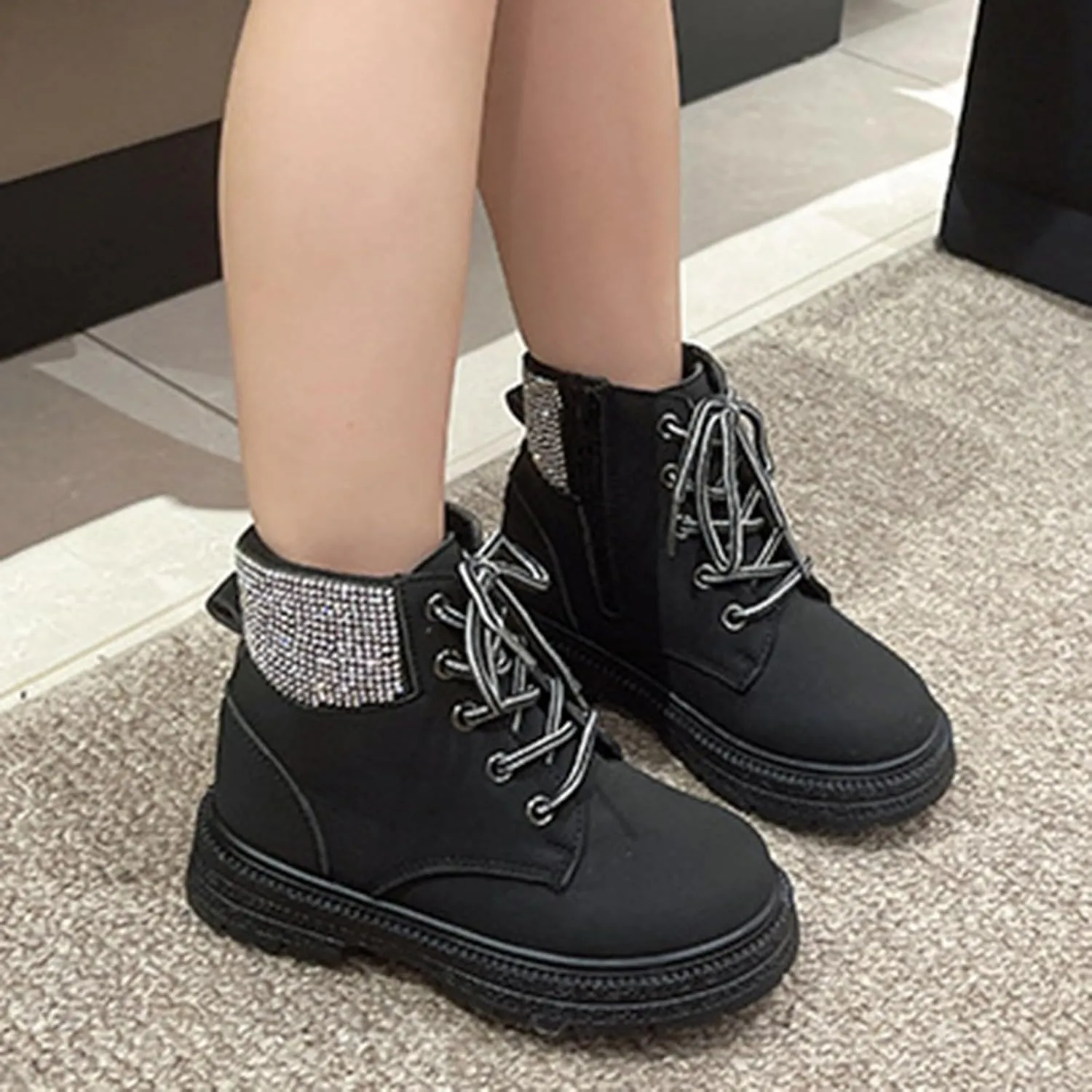 Yanzhenglip Girls' Anti Slip Boots for Middle and Large Children Fashionable Anti Slip Soft Soled Size 9 Toddler Shoes Girls Boots