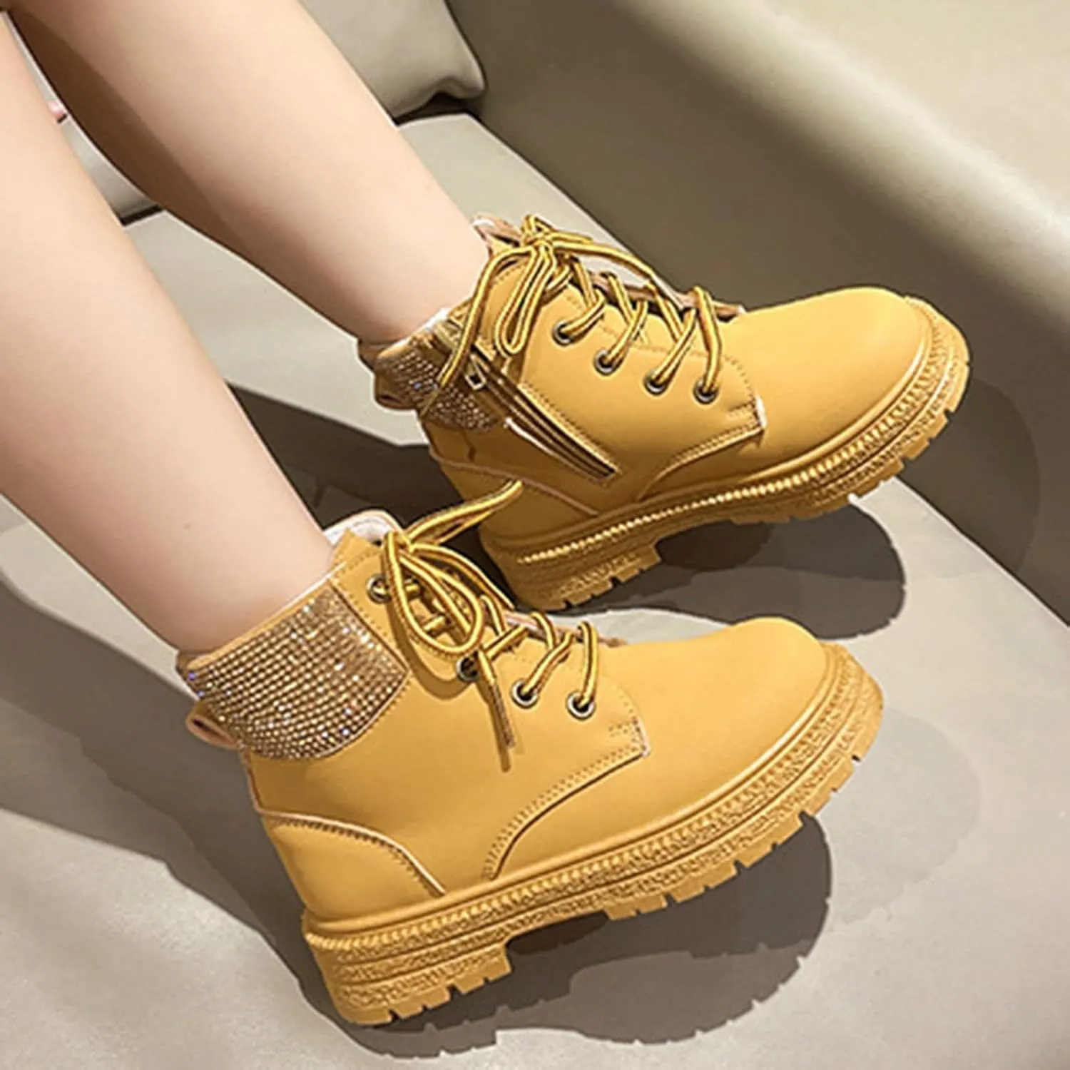 Yanzhenglip Girls' Anti Slip Boots for Middle and Large Children Fashionable Anti Slip Soft Soled Size 9 Toddler Shoes Girls Boots