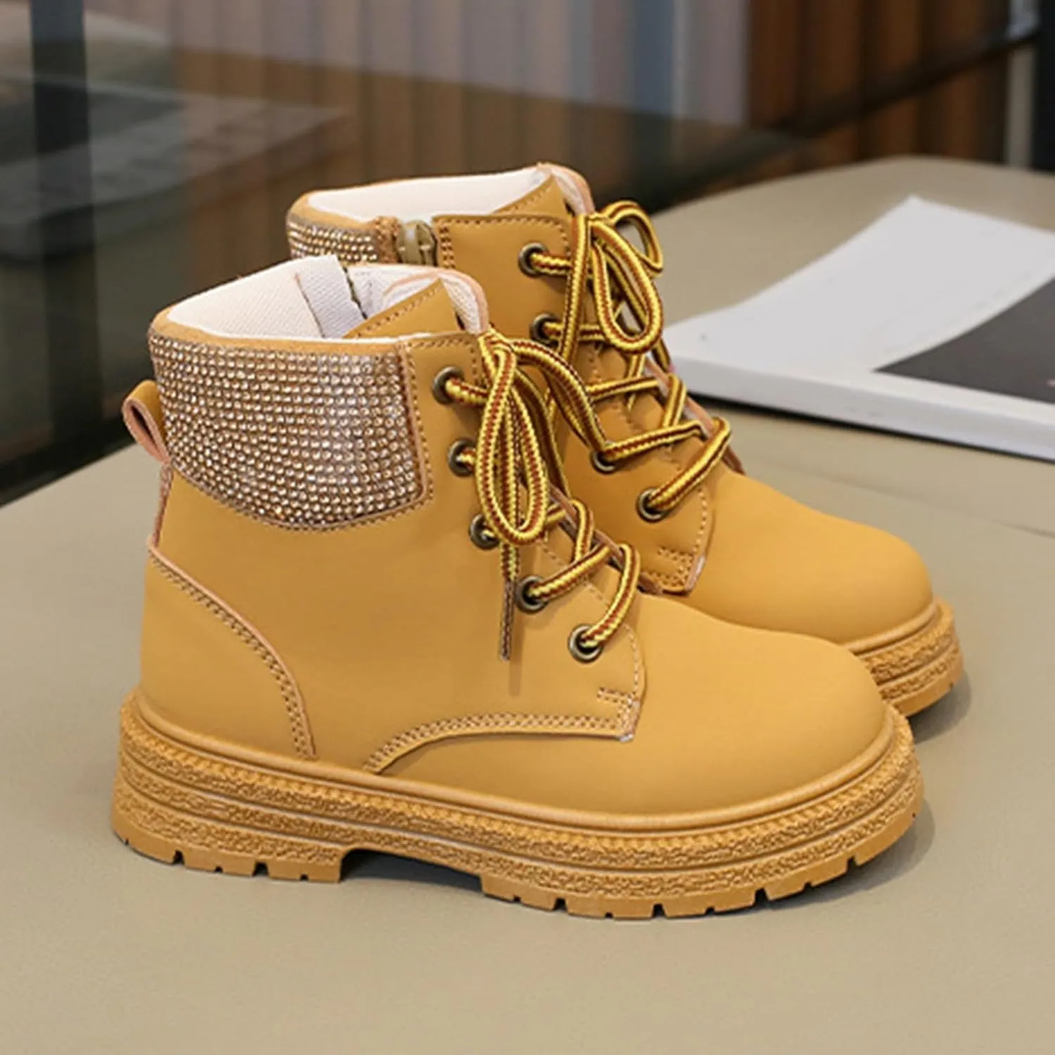 Yanzhenglip Girls' Anti Slip Boots for Middle and Large Children Fashionable Anti Slip Soft Soled Size 9 Toddler Shoes Girls Boots