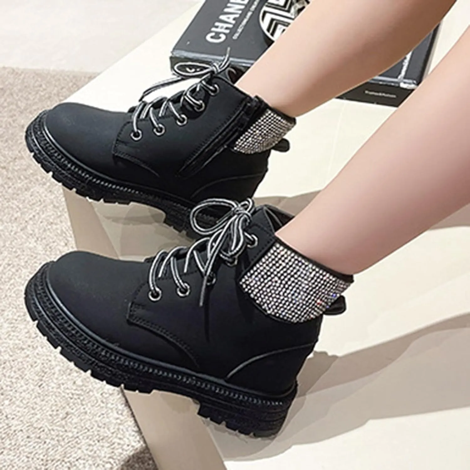 Yanzhenglip Girls' Anti Slip Boots for Middle and Large Children Fashionable Anti Slip Soft Soled Size 9 Toddler Shoes Girls Boots