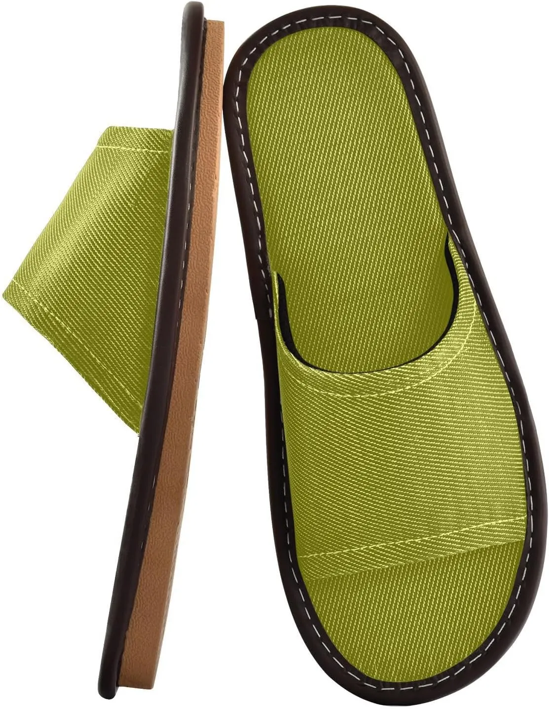 Yuiboo Olive Green Men Women's Shower Slippers Reusable Slides Sandals for Hotel Indoor Indoor