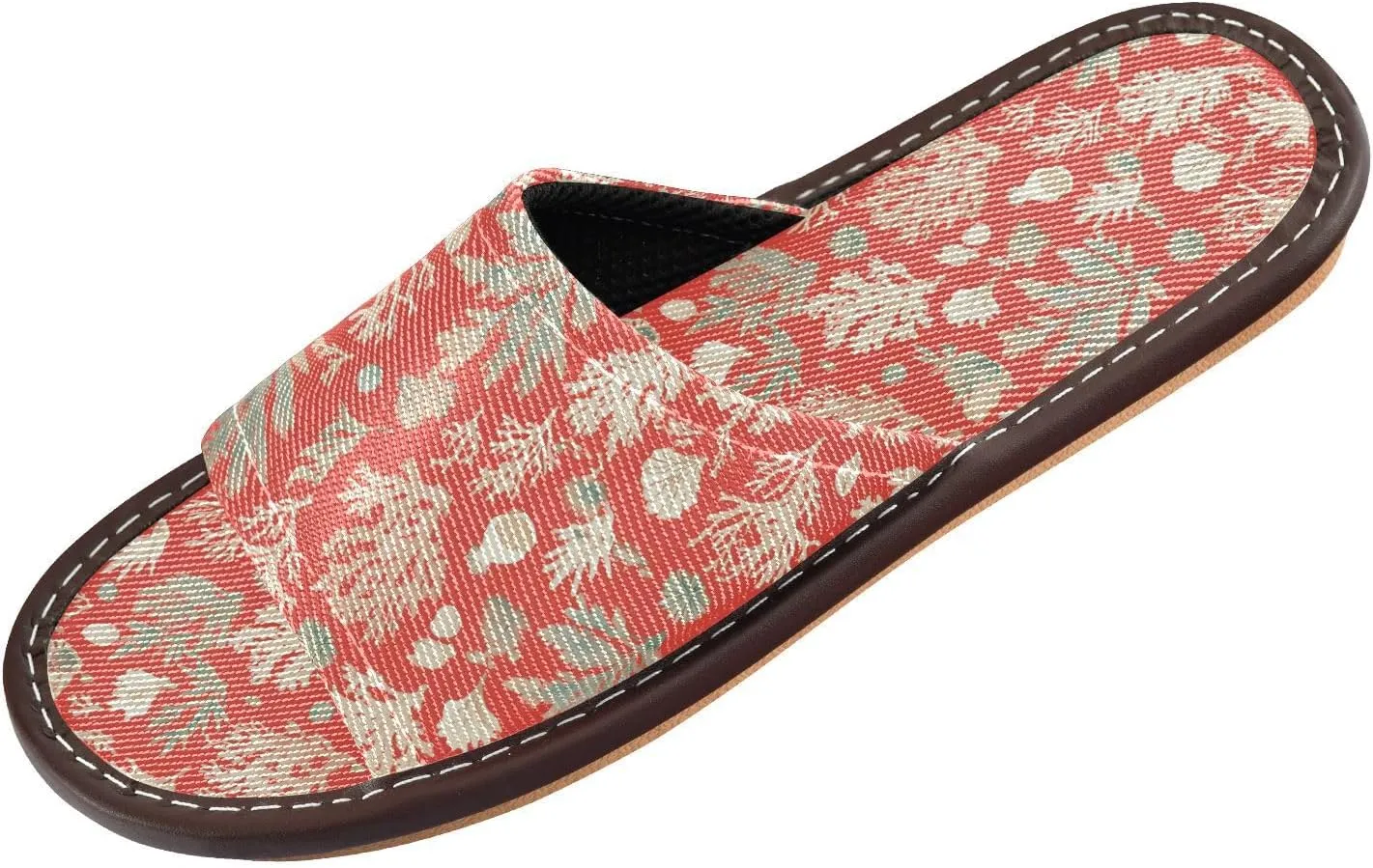 Yuiboo Unique Coral Red Mens Spa Slippers Portable Beach Sandals for Beach Indoor Indoor