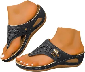 ZSpzx Orthopedic Sandals for Women,2025 Arch Support Wedge Flip Flops Slide Dressy Summer Comfortable Open Toe Womens Slip on Beach Boho Platform Outdoor Walking Shoes