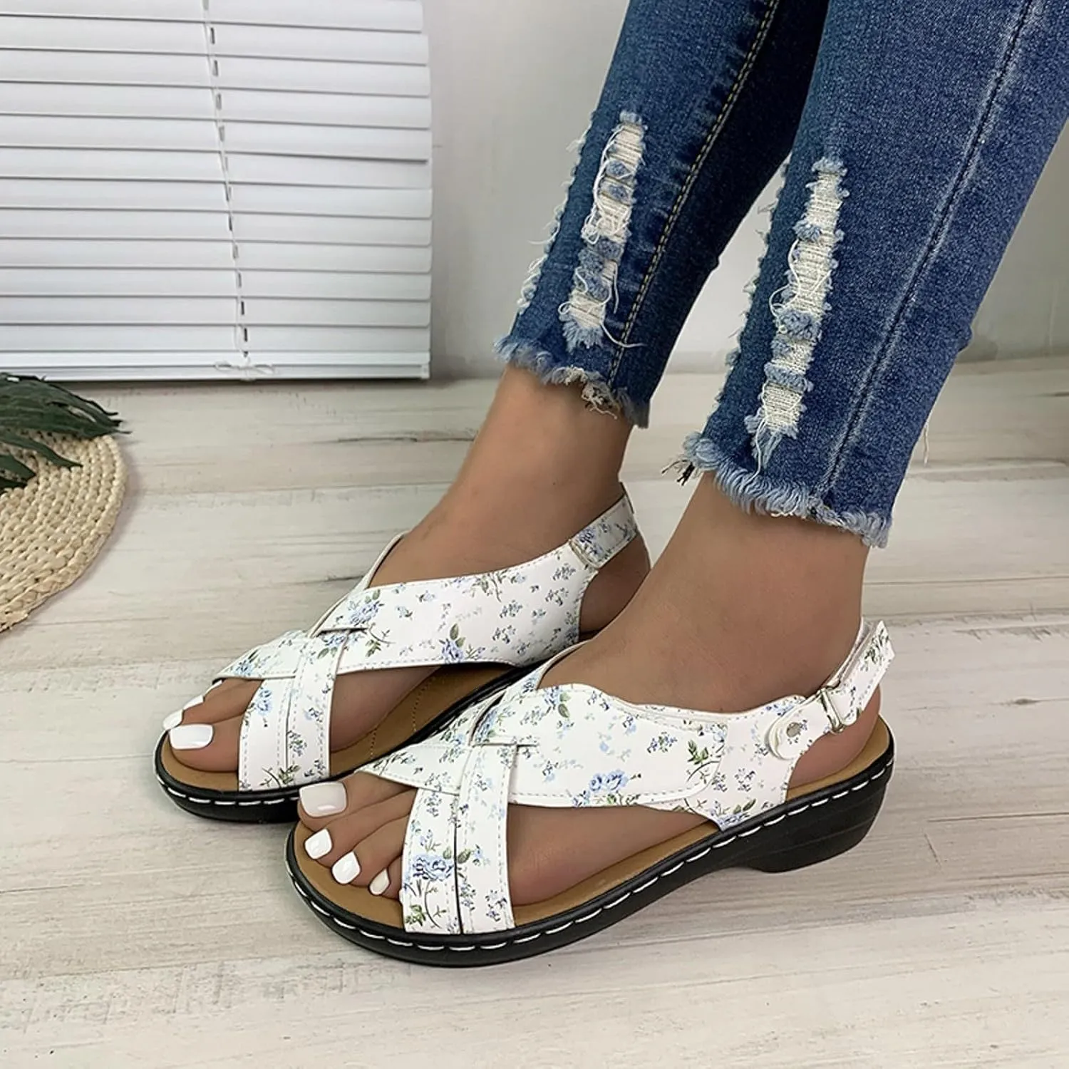 ZSpzx Orthopedic Sandals for Women,2025 Arch Support Wedge Flip Flops Slide Open Toe Crisscross Straps Slip On Dressy Summer Comfortable Slides Memory Foam Walking Beach Shoes