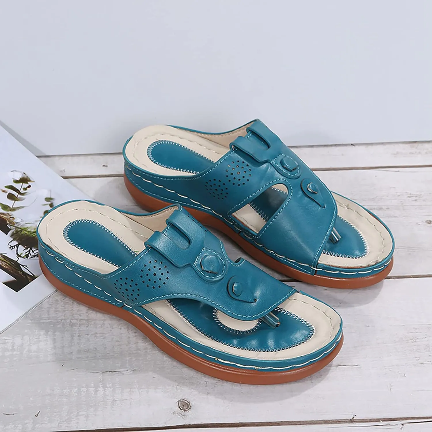 ZSpzx Wedge Sandals For Women 2025,Women's Slide Sandals,Arch Support Flip Flops Thong Slippers Sandals Comfortable Summer Casual Beach Shoes Orthopedic Open Toe Dressy Slip on Walking Shoes