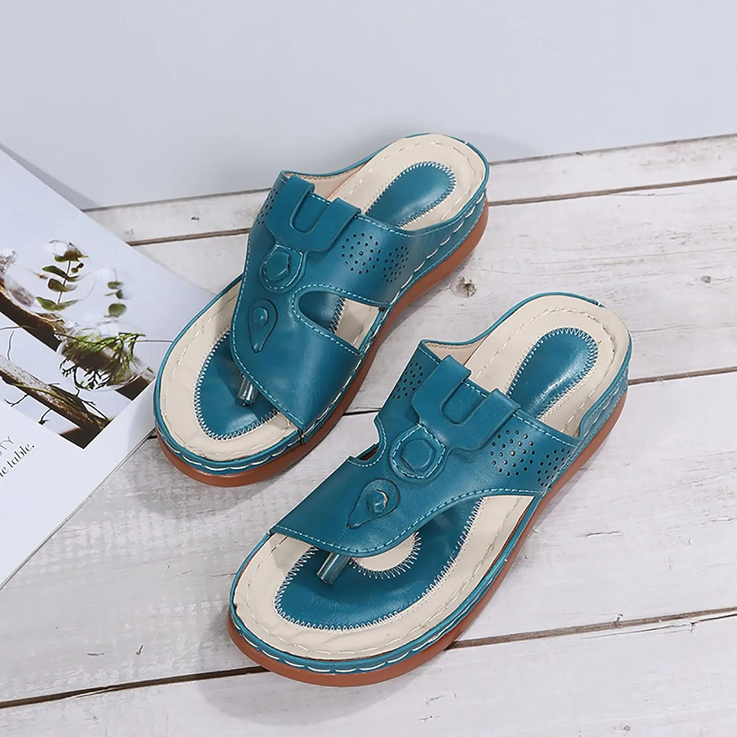 ZSpzx Wedge Sandals For Women 2025,Women's Slide Sandals,Arch Support Flip Flops Thong Slippers Sandals Comfortable Summer Casual Beach Shoes Orthopedic Open Toe Dressy Slip on Walking Shoes