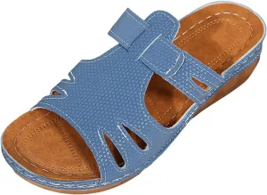 ZSpzx Women's Slide Sandals,Comfortable Open Toe Fish Mouth Thong Wedge Sandals Dressy Summer Open Toe Sandalias Slip on Plantar Fasciitis Slides Slippers Memory Foam Walking Beach Shoes