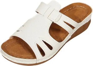 ZSpzx Women's Slide Sandals,Comfortable Open Toe Fish Mouth Thong Wedge Sandals Dressy Summer Open Toe Sandalias Slip on Plantar Fasciitis Slides Slippers Memory Foam Walking Beach Shoes