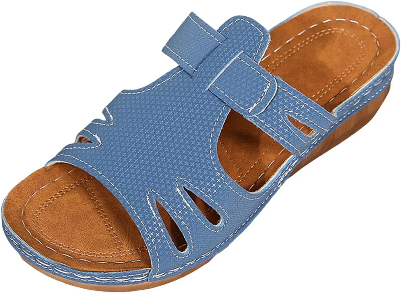 ZSpzx Women's Slide Sandals,Comfortable Open Toe Fish Mouth Thong Wedge Sandals Dressy Summer Open Toe Sandalias Slip on Plantar Fasciitis Slides Slippers Memory Foam Walking Beach Shoes