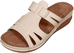 ZSpzx Women's Slide Sandals,Comfortable Open Toe Fish Mouth Thong Wedge Sandals Dressy Summer Open Toe Sandalias Slip on Plantar Fasciitis Slides Slippers Memory Foam Walking Beach Shoes